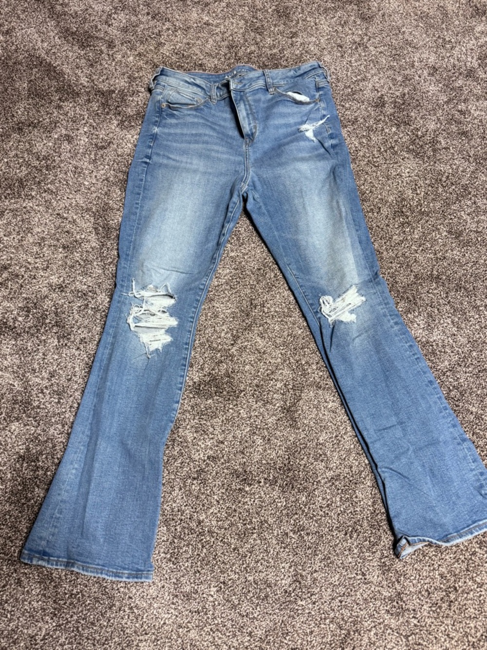 American Eagle Outfitters Light Blue Distressed Flare Jeans